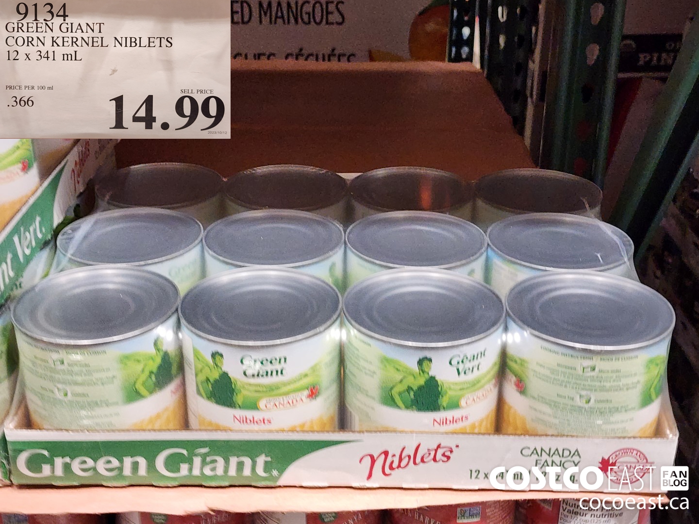 9134 GREEN GIANT CORN KERNEL NIBLETS 12 X 341 ML $14.99