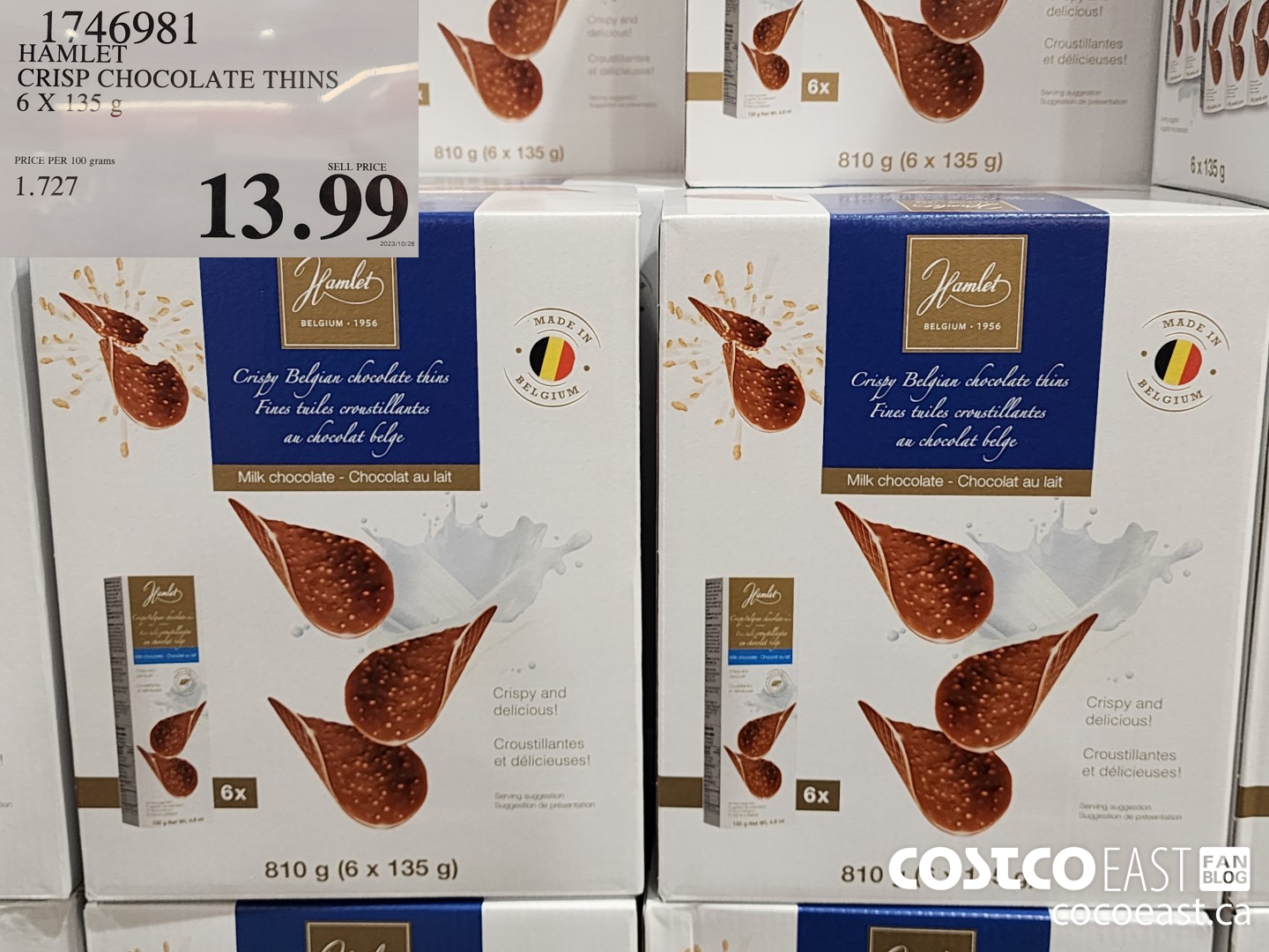 1746981 HAMLET CRISP CHOCOLATE THINS 6 X 135 G $13.99