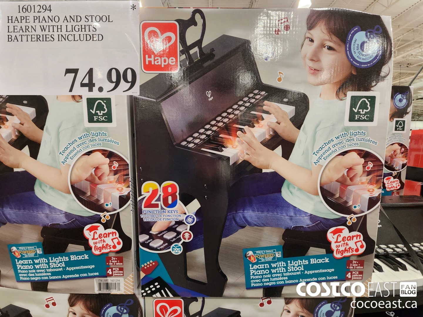 1601294 HAPE PIANO WITH STOOL LEARN WITH LIGHTS BATTERIES INCLUDED $74.99