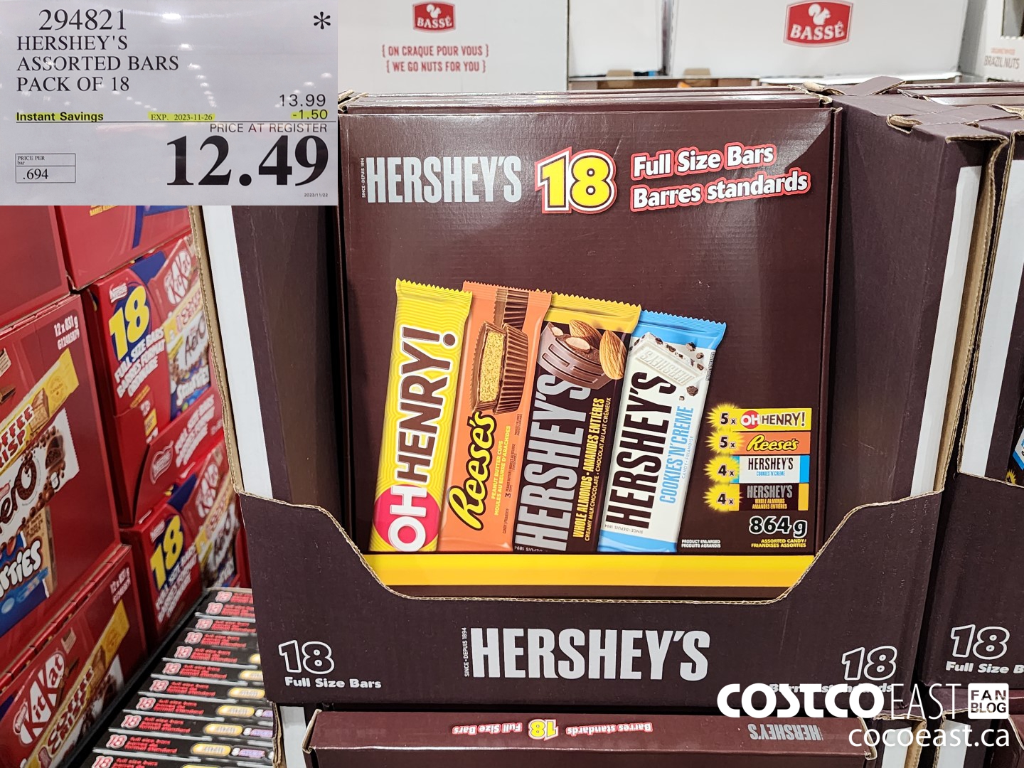 294821 HERSHEY'S ASSORTED BARS PACK OF 18 ($1.50 INSTANT SAVINGS EXPIRES ON 2023-11-26) $12.49