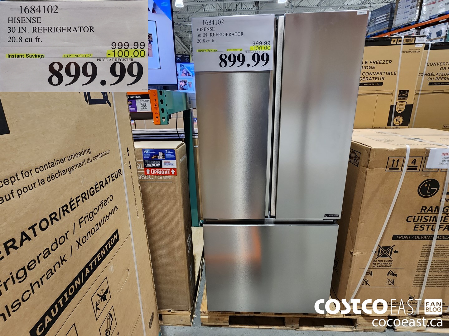 1684102 HISENSE 30 IN. REFRIGERATOR 20.8 CUFT ($100.00 INSTANT SAVINGS EXPIRES ON 2023-11-28) $899.99