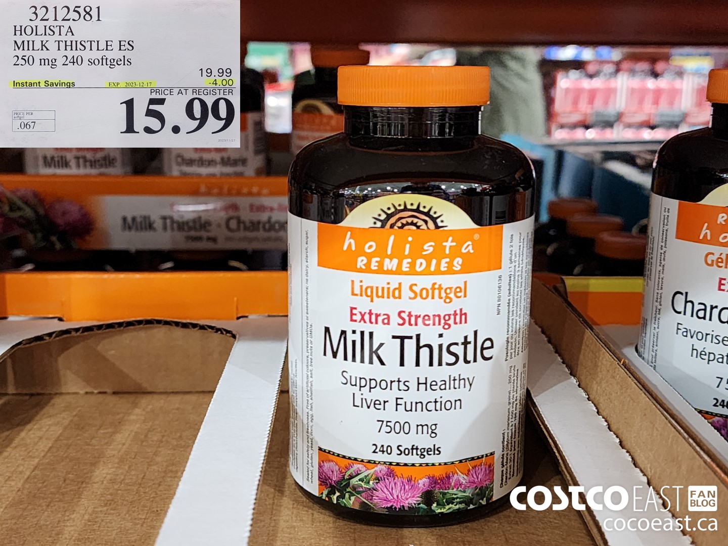 3212581 HOLISTA MILK THISTLE ES 250 mg 240 softgels ($4.00 INSTANT SAVINGS EXPIRES ON 2023-12-17) $15.99