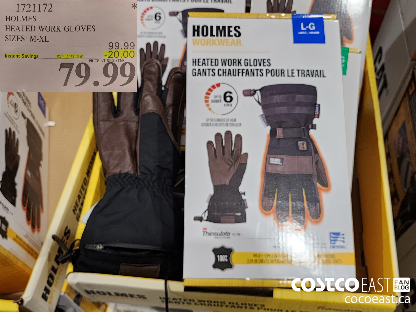 1721172 HOLMES HEATED WORK GLOVES SIZES: M-XL ($20.00 INSTANT SAVINGS EXPIRES ON 2023-12-03) $79.99