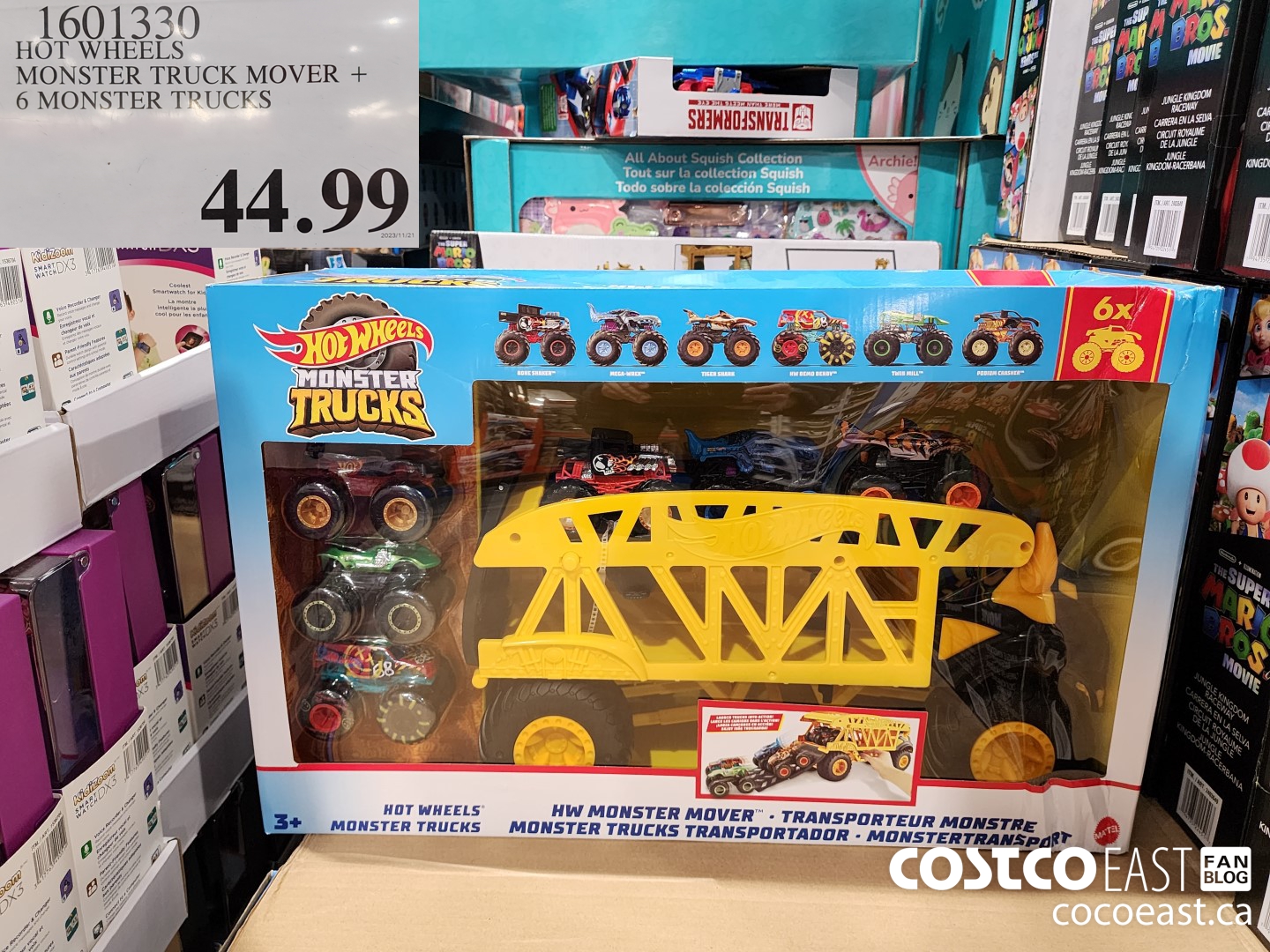 1601330 HOT WHEELS MONSTER TRUCK MOVER + 6 MONSTER TRUCKS $44.99