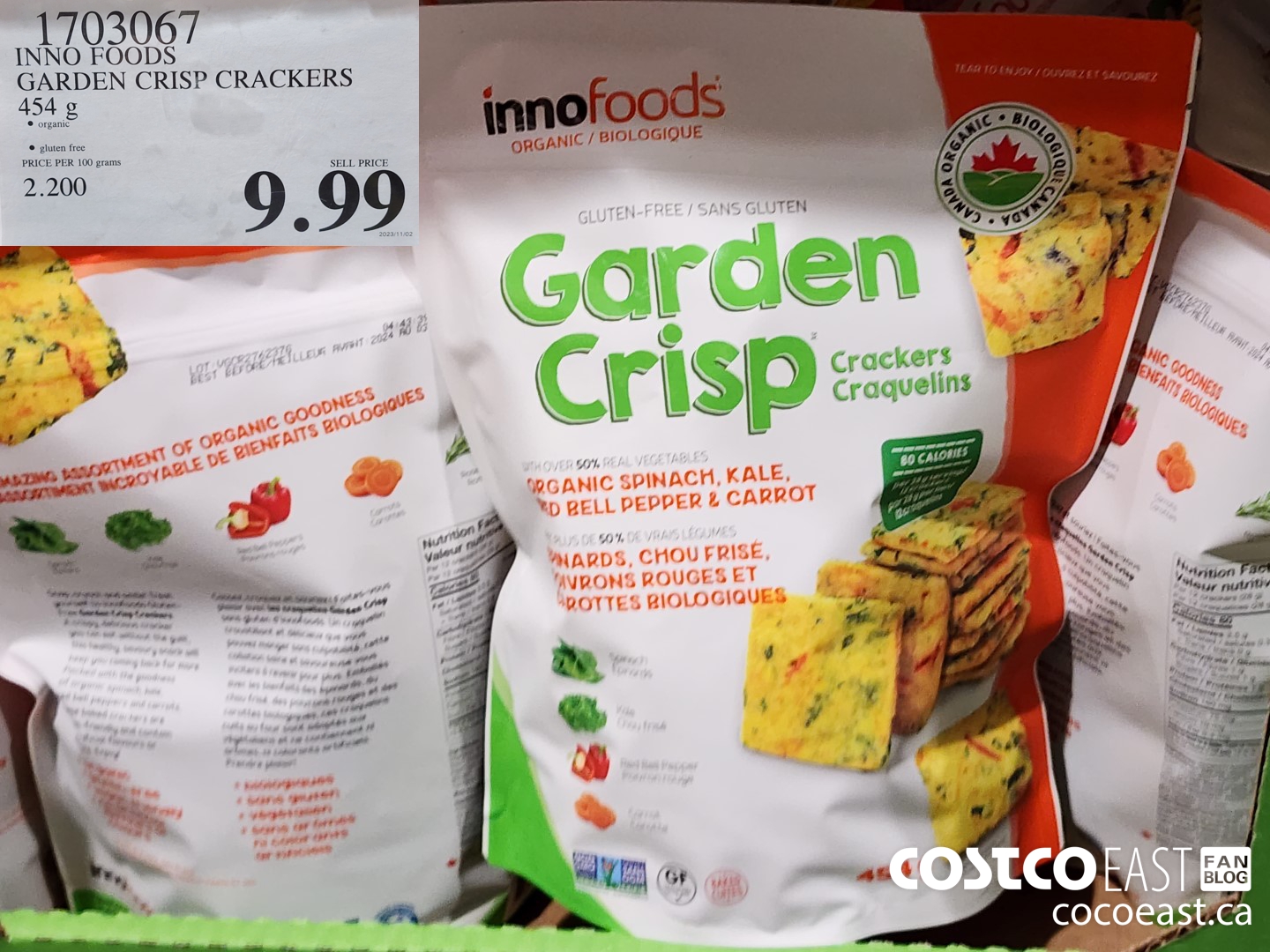 1703067 INNO FOODS GARDEN CRISP CRACKERS 454 G $9.99