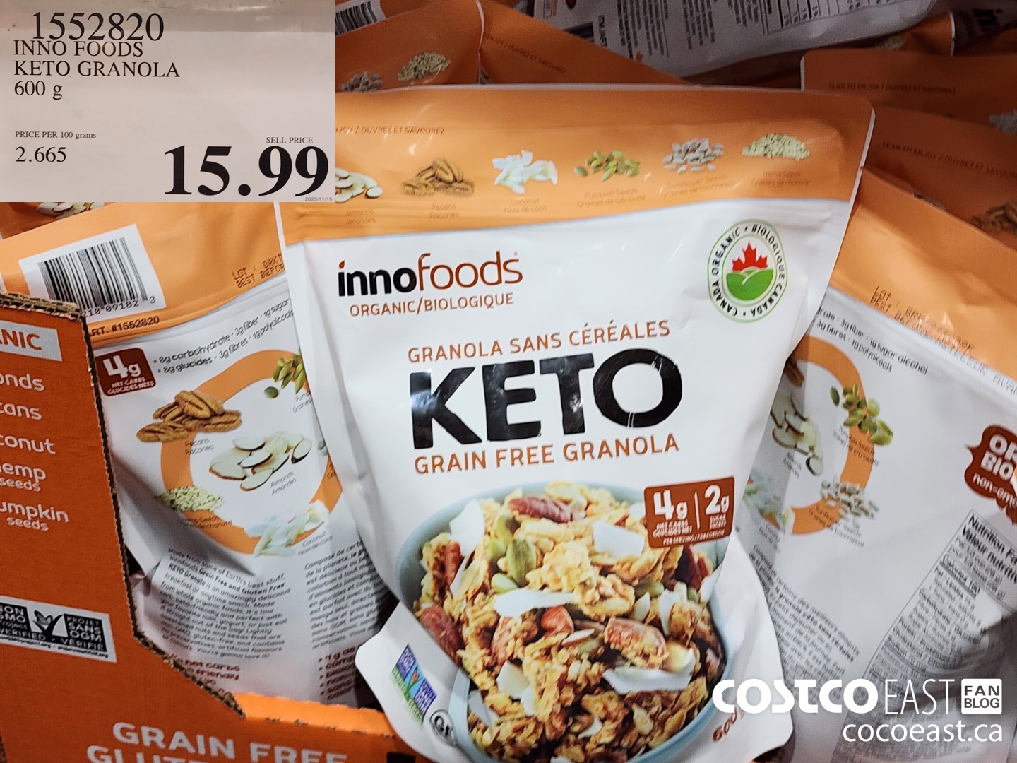 1552820 INNO FOODS KETO GRANOLA 600 G $15.99