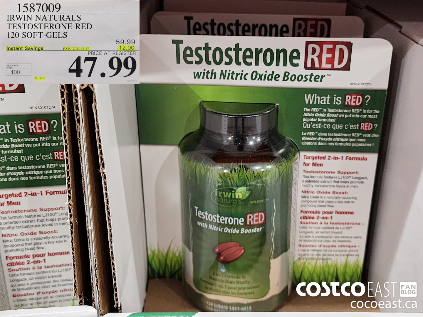 1587009 IRWIN NATURALS TESTOSTERONE RED 120 SOFT-GELS ($12.00 INSTANT SAVINGS EXPIRES ON 2023-07-23) $47.99