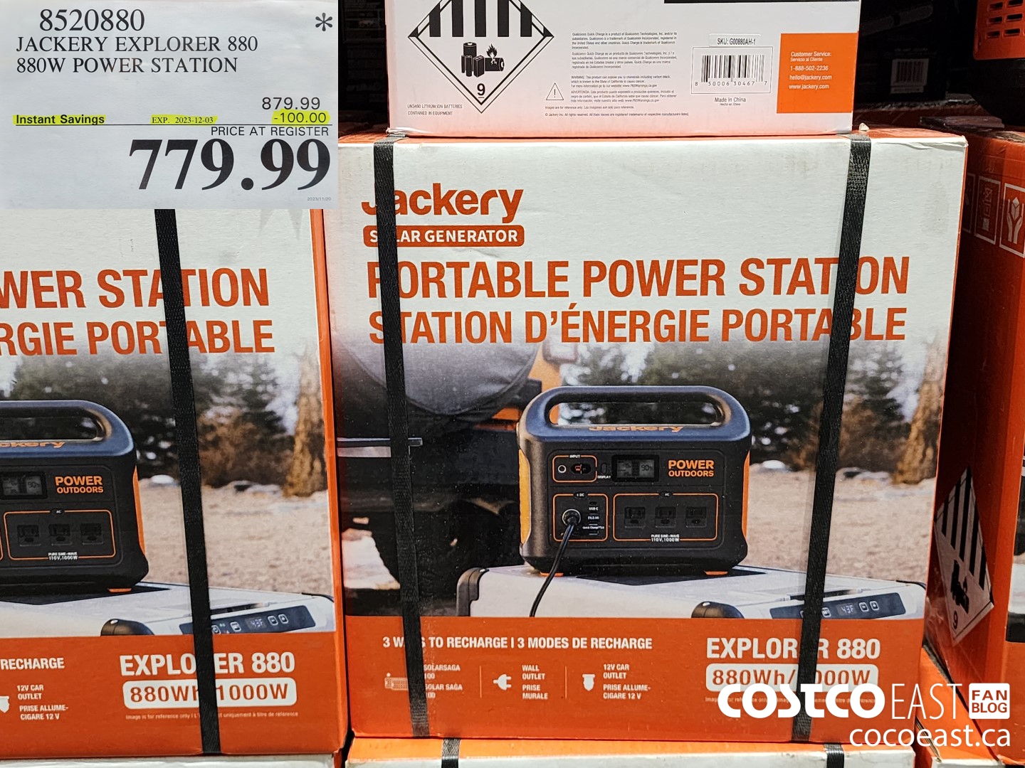8520880 JACKERY EXPLORER 880 880W POWER STATION ($100.00 INSTANT SAVINGS EXPIRES ON 2023-12-03) $779.99