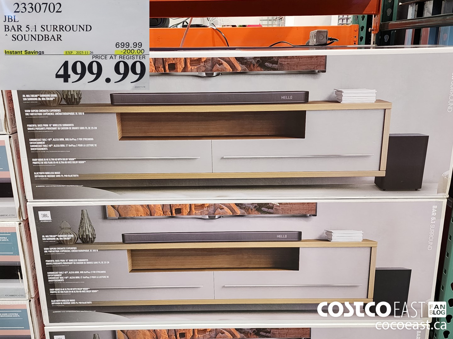 2330702 JBL BAR 5.1 SURROUND SOUNDBAR ($200.00 INSTANT SAVINGS EXPIRES ON 2023-11-26) $499.99