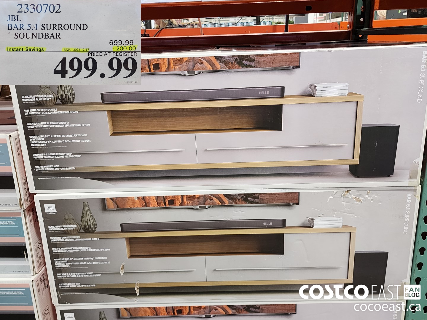 2330702 JBL BAR 5.1 SURROUND SOUNDBAR ($200.00 INSTANT SAVINGS EXPIRES ON 2023-12-17) $499.99