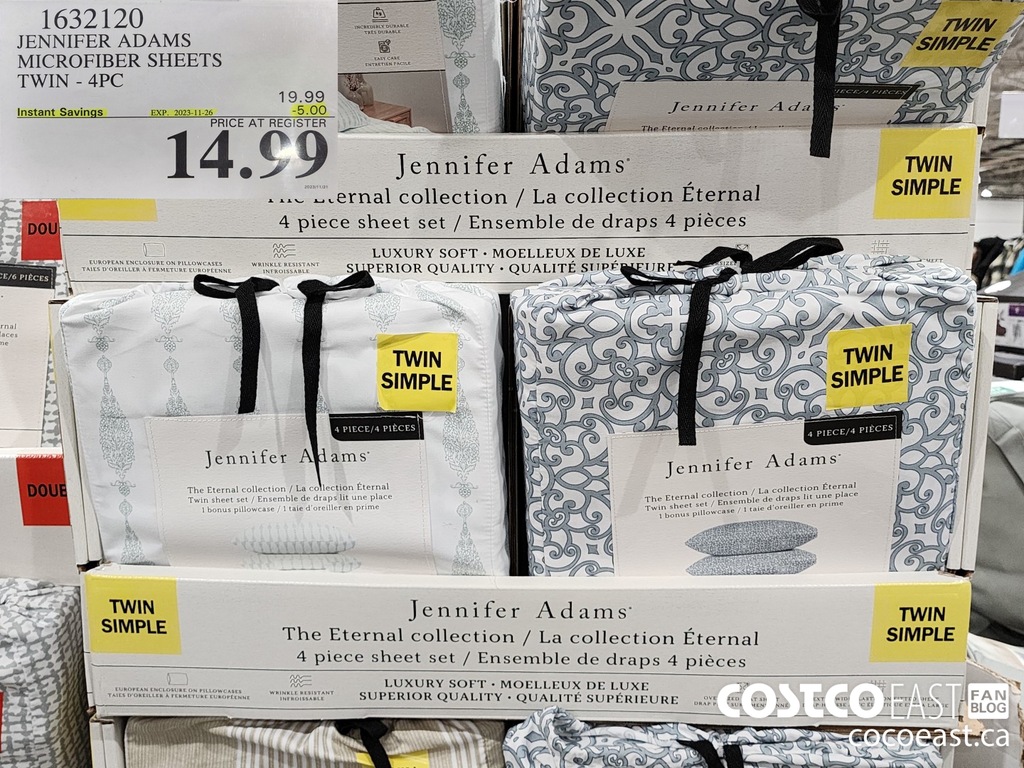 1632120 JENNIFER ADAMS MICROFIBER SHEETS TWIN - 4PC 2023-118-26 ($5.00 INSTANT SAVINGS) $14.99