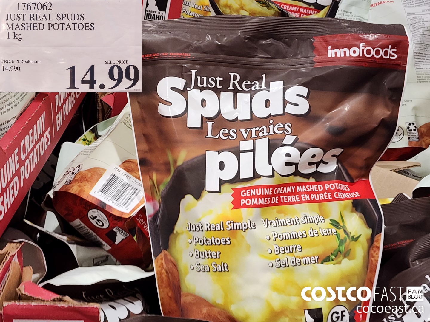 1767062 JUST REAL SPUDS MASHED POTATOES 1 kg $14.99