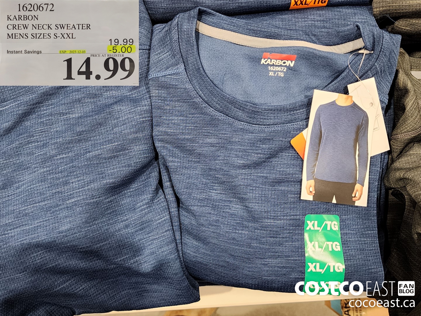 1620672 KARBON CREW NECK SWEATER MENS SIZES S-XXL ($5.00 INSTANT SAVINGS EXPIRES ON 2023-12-03) $14.99