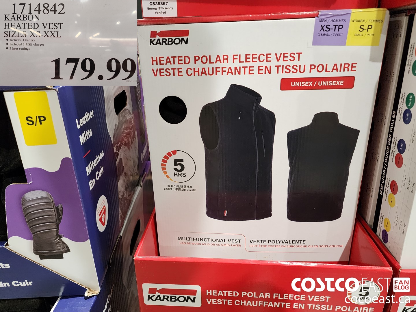 1714842 KARBON HEATED VEST SIZE XS- XXL $179.99