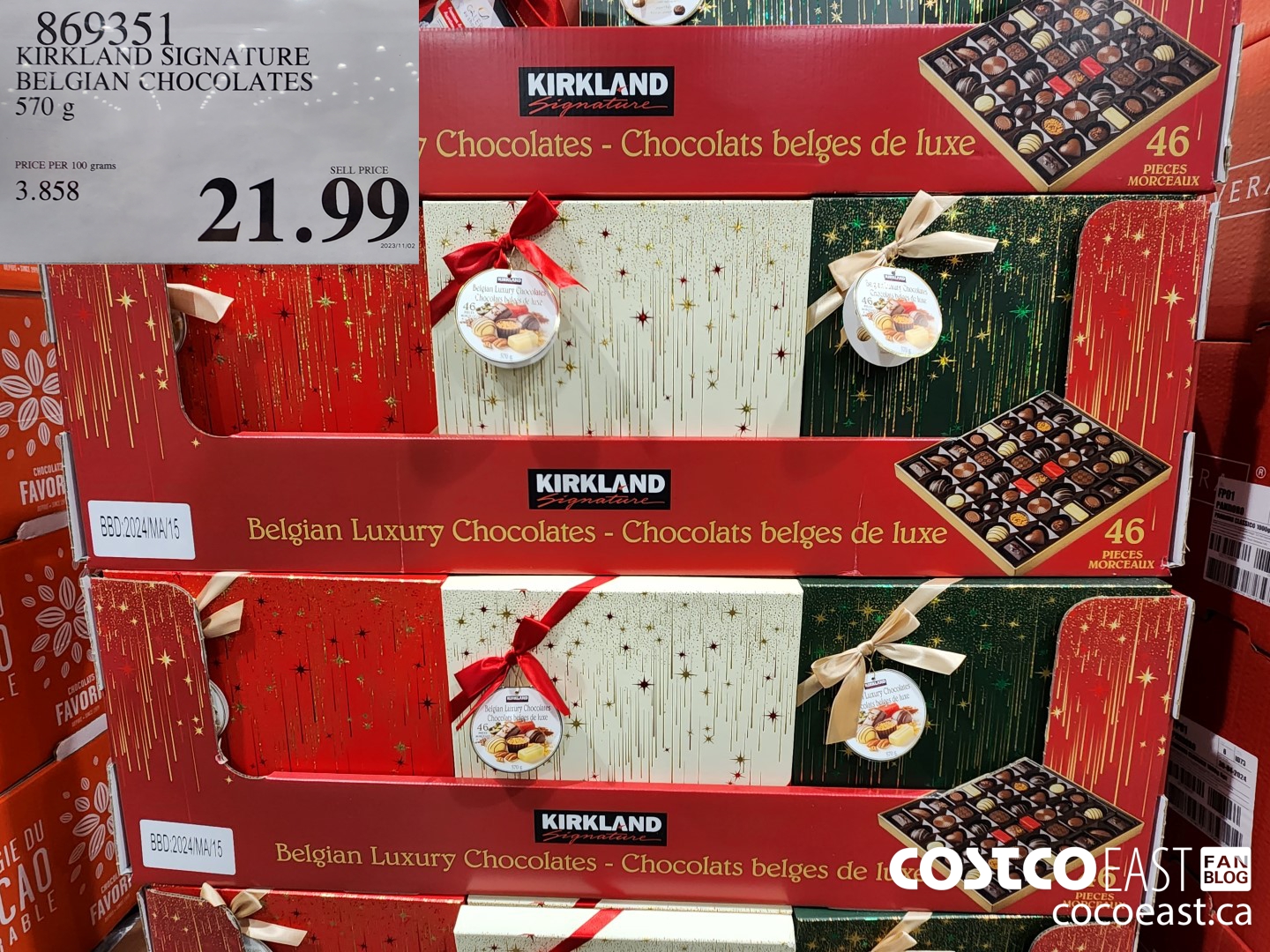 869351 KIRKLAND SIGNATURES BELGIAN CHOCOLATES 570G $21.99
