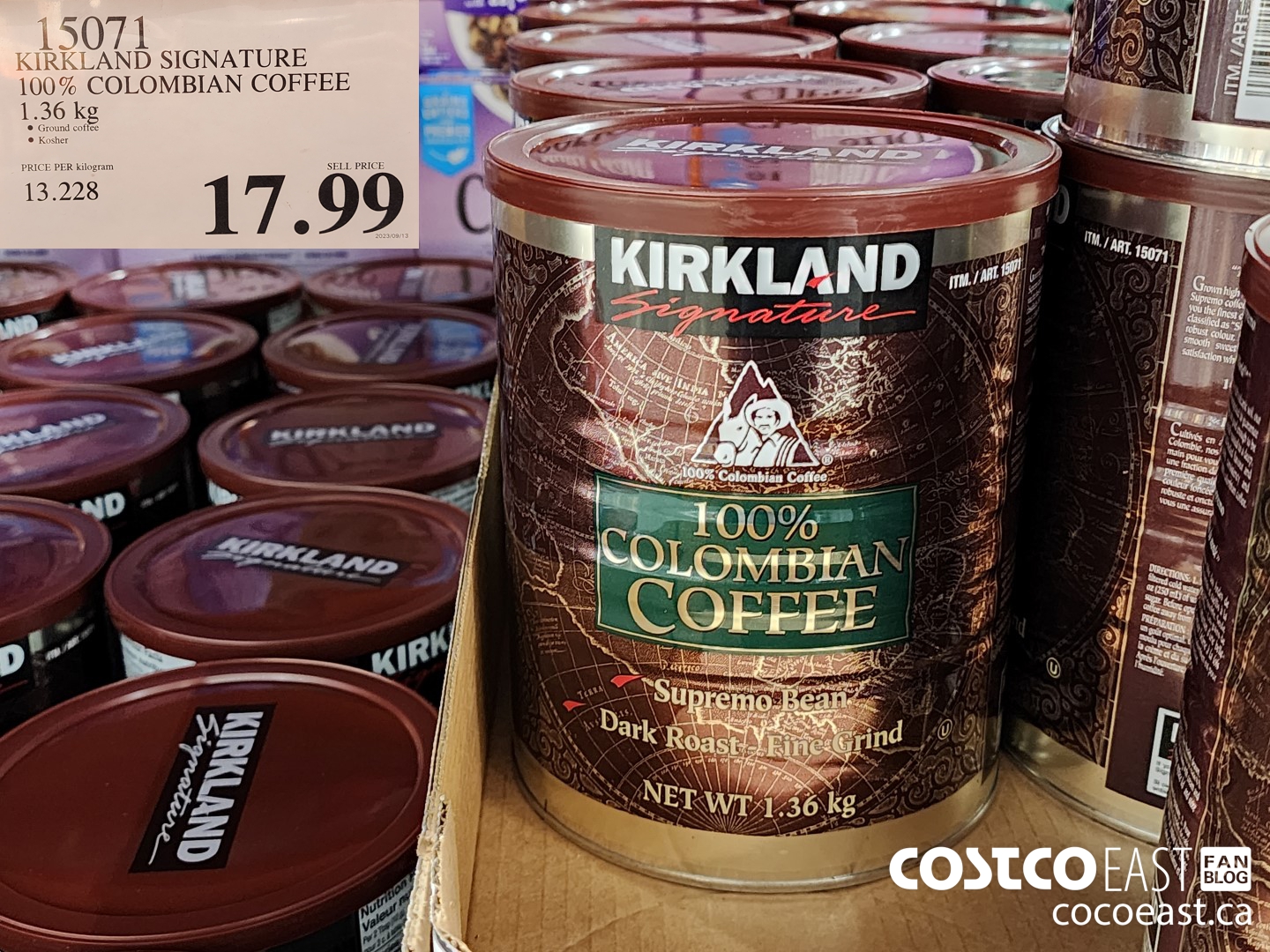 15071 KIRKLAND SIGNATURE 100% COLOMBIAN COFFEE 1.36KG $17.99