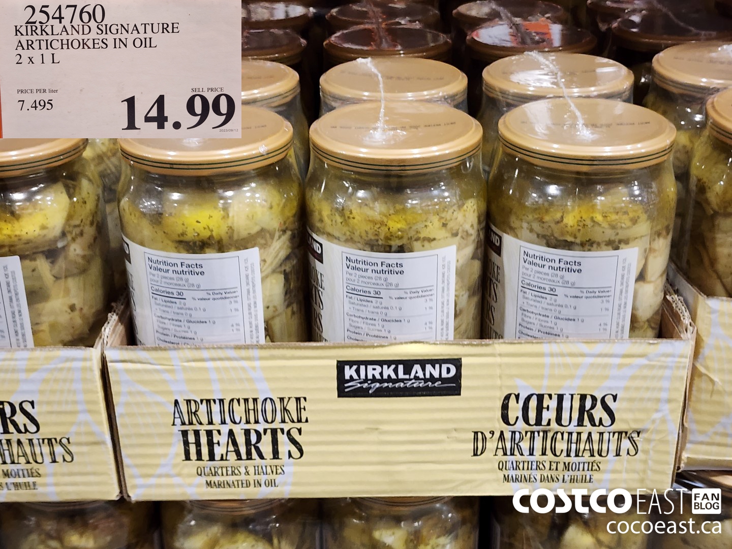 254760 KIRKLAND SIGNATURE ARTICHOKES IN OIL 2 x 1 L $14.99