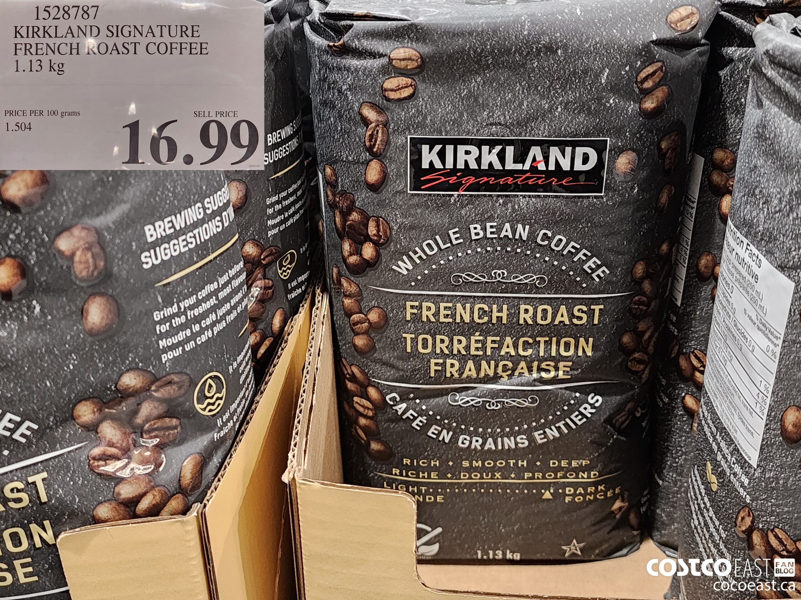 1528787 KIRKLAND SIGNATURE FRENCH ROAST COFFEE 1.13 KG $16.99