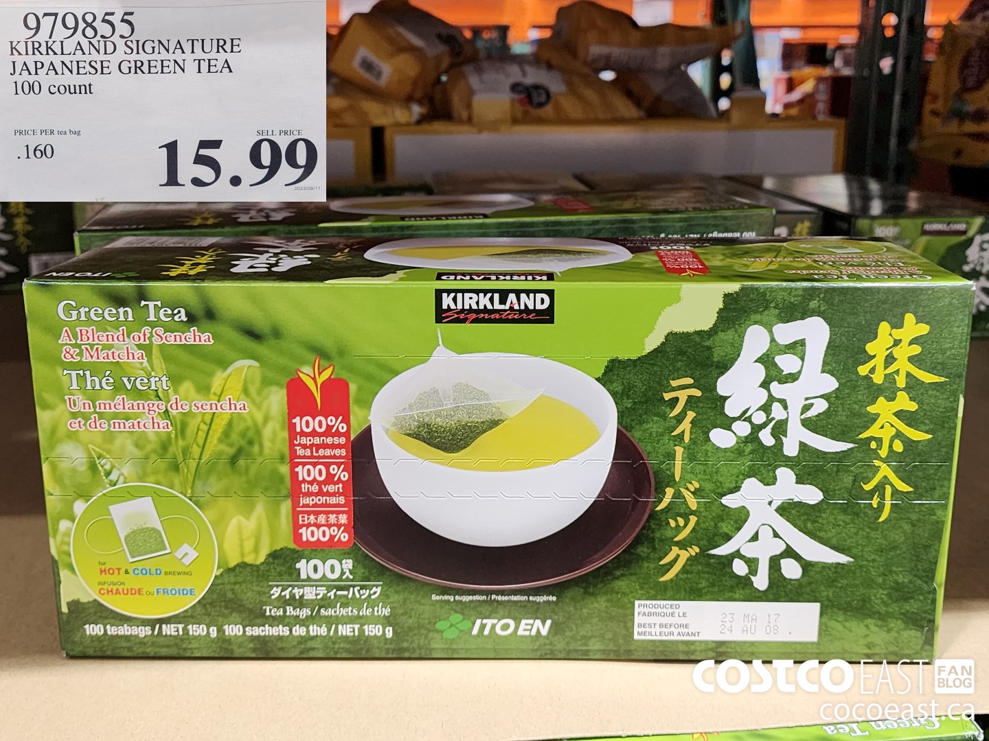 979855 KIRKLAND SIGNATURE JAPANESE GREEN TEA 100 COUNT $15.99