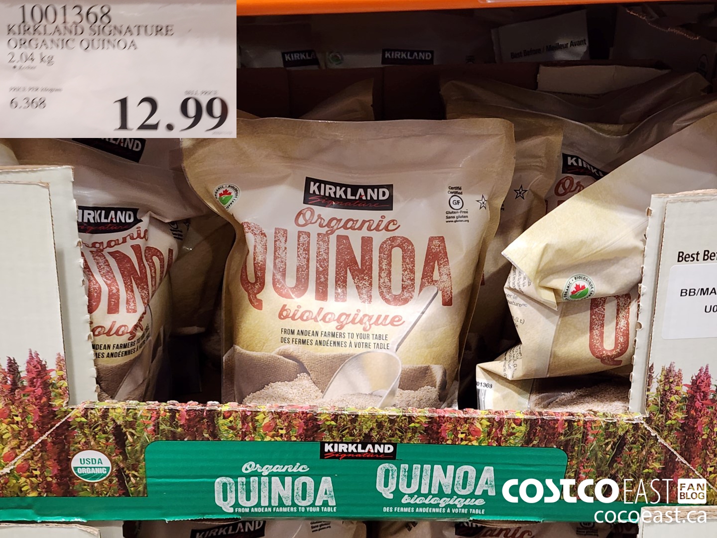 1001368 KIRKLAND SIGNATURE ORGANIC QUINOA 2.04 KG $12.99