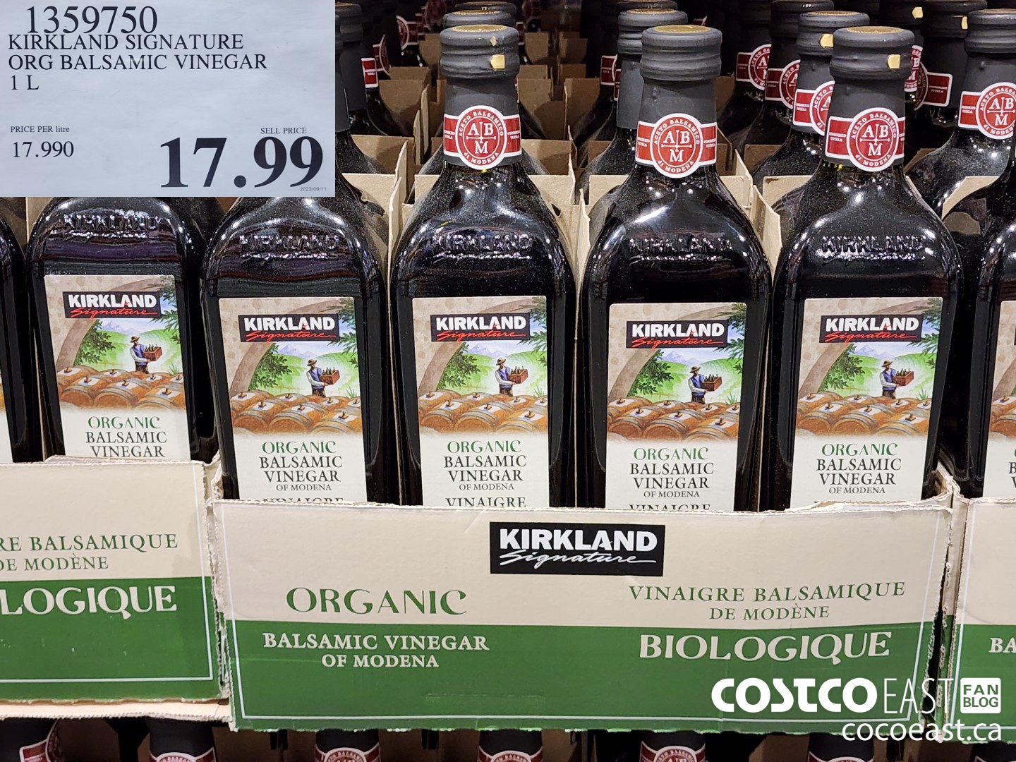 1359750 KIRKLAND SIGNATURE ORG BALSAMIC VINEGAR 1 L $17.99
