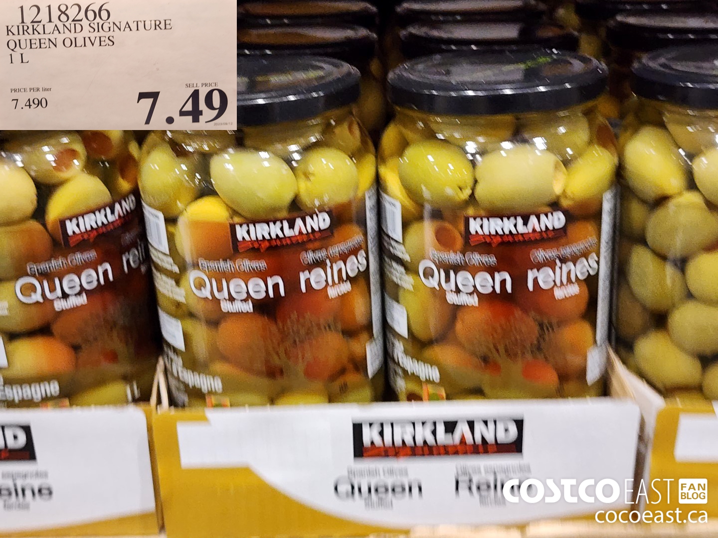 1218266 KIRKLAND SIGNATURE QUEEN OLIVES 1 L $7.49
