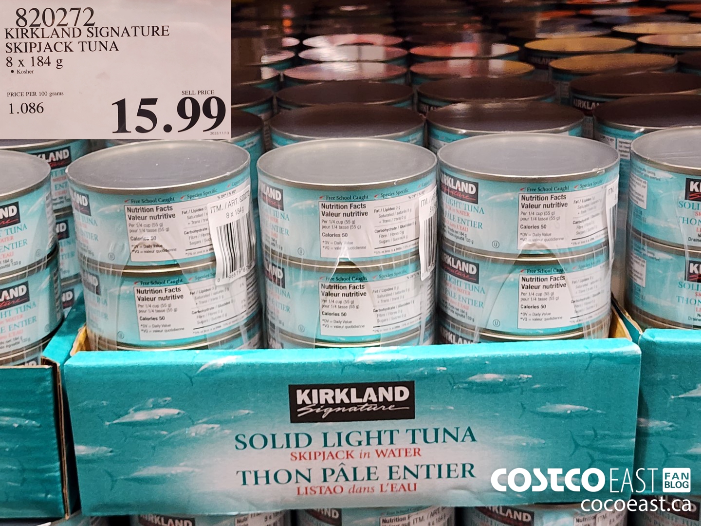 820272 KIRKLAND SIGNATURE SKIPJACK TUNA 8 X 184 G $15.99