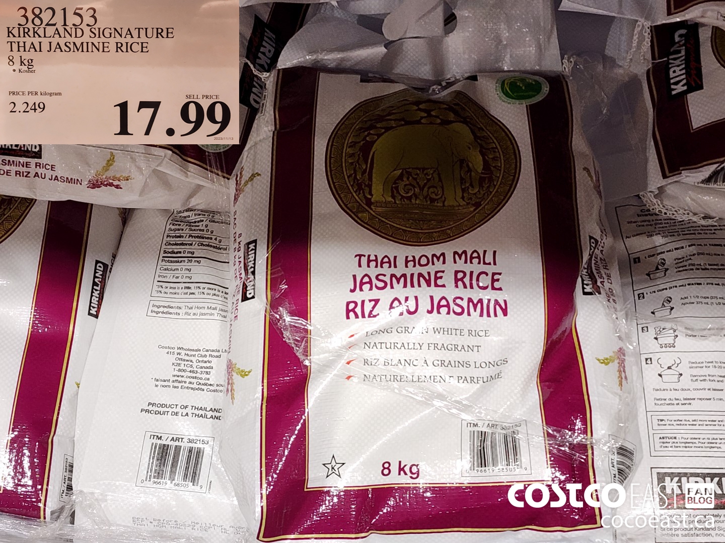 382153 KIRKLAND SIGNATURE THAI JASMINE RICE 8 KG $17.99