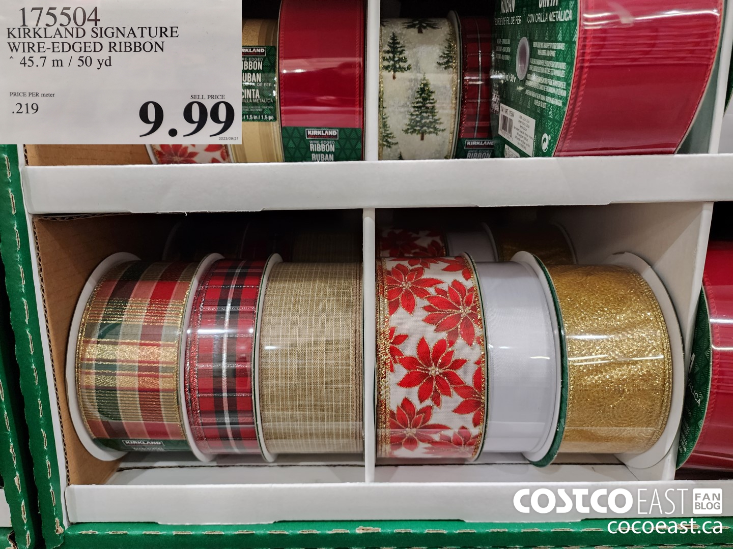 175504 KIRKLAND SIGNATURE WIRE-EDGED RIBBON 45.7 M / 50 YD $9.99