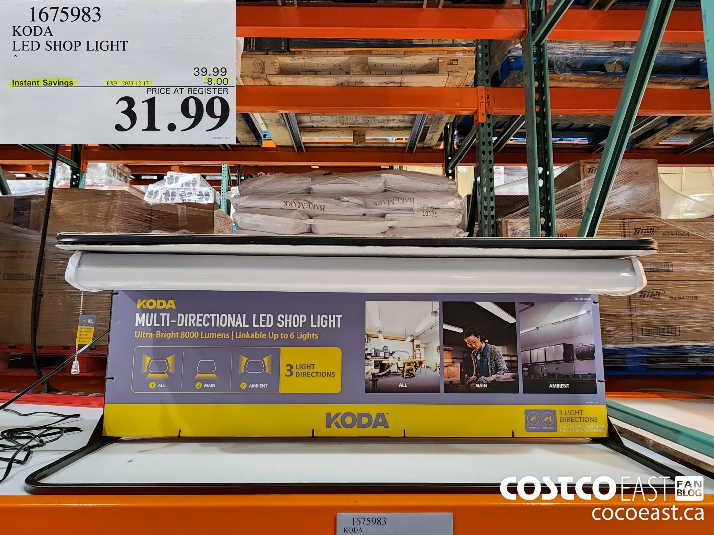 1675983 KODA LED SHOP LIGHT ($8.00 INSTANT SAVINGS EXPIRES ON 2023-12-17) $31.99