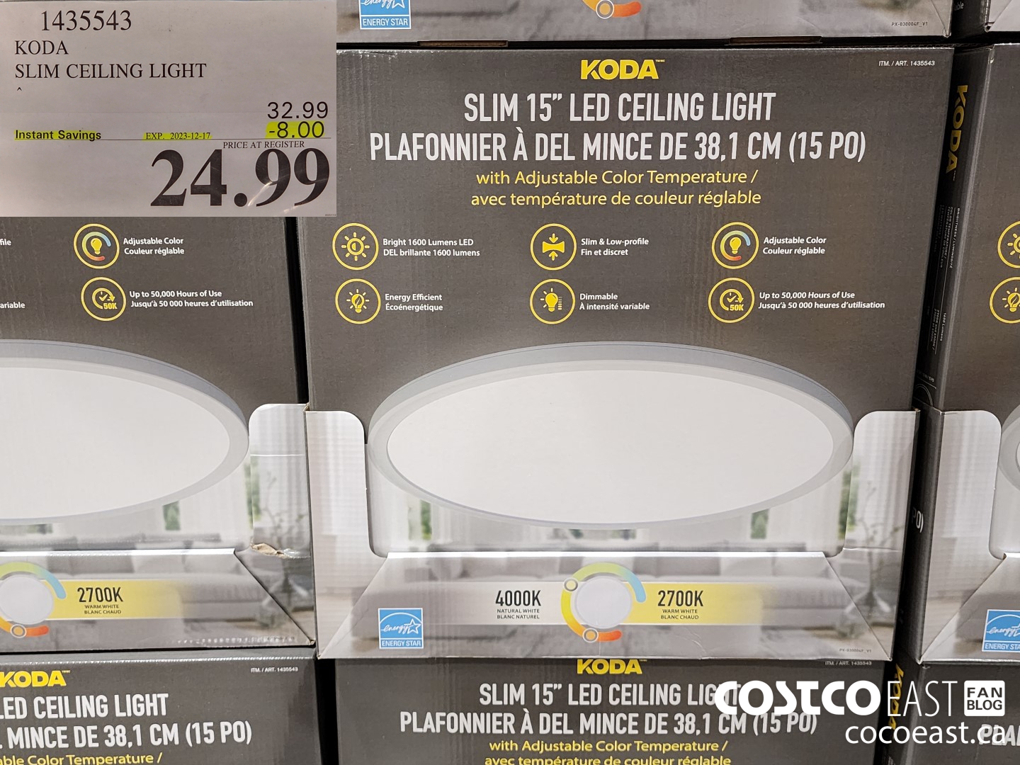 1435543 KODA SLIM CEILING LIGHT ($8.00 INSTANT SAVINGS EXPIRES ON 2023-12-17) $24.99