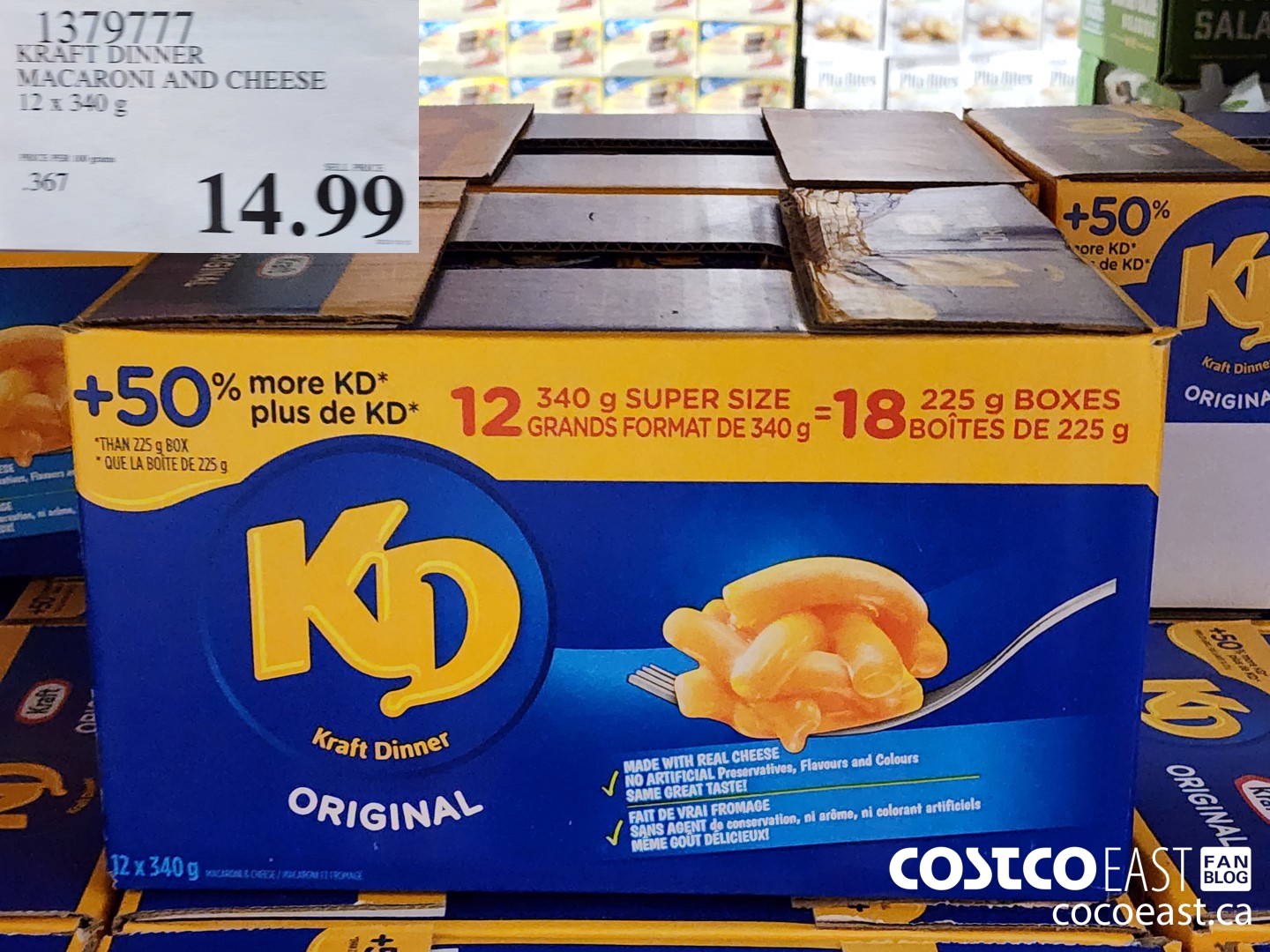 1379777 KRAFT DINNER MACARONI AND CHEESE 12 x 340 g $14.99