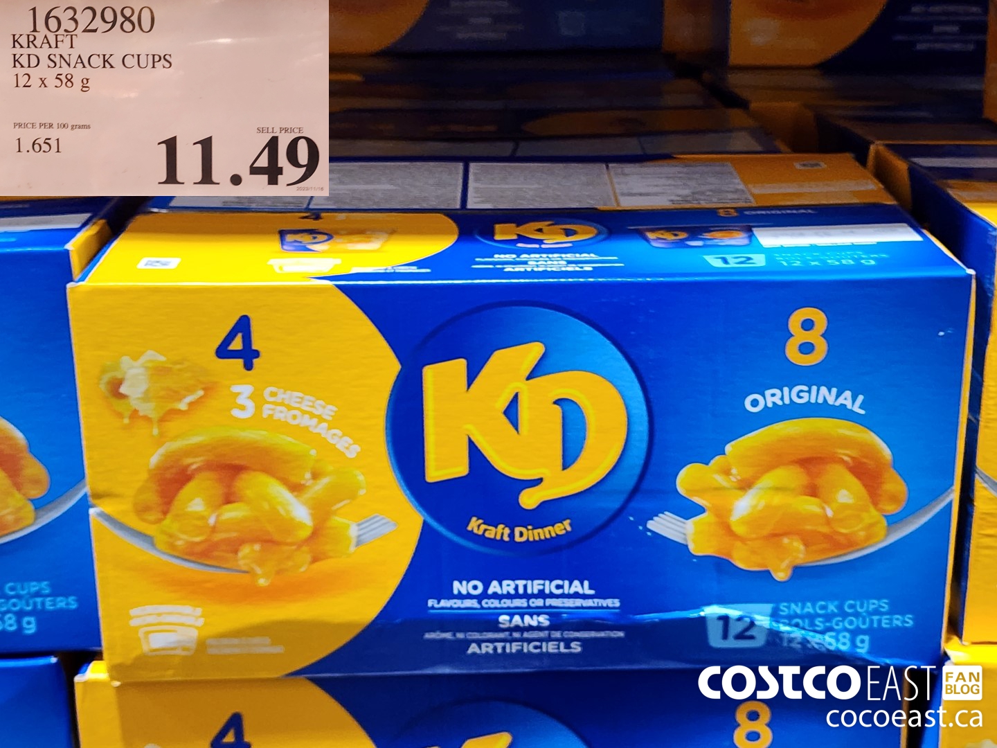 1632980 KRAFT KD SNACK CUPS 12x 58 g $14.99