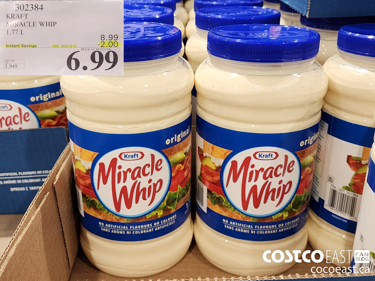 302384 KRAFT MIRACLE WHIP 1.77 L ($2.00 INSTANT SAVINGS EXPIRES ON 2023-12-10) $6.99
