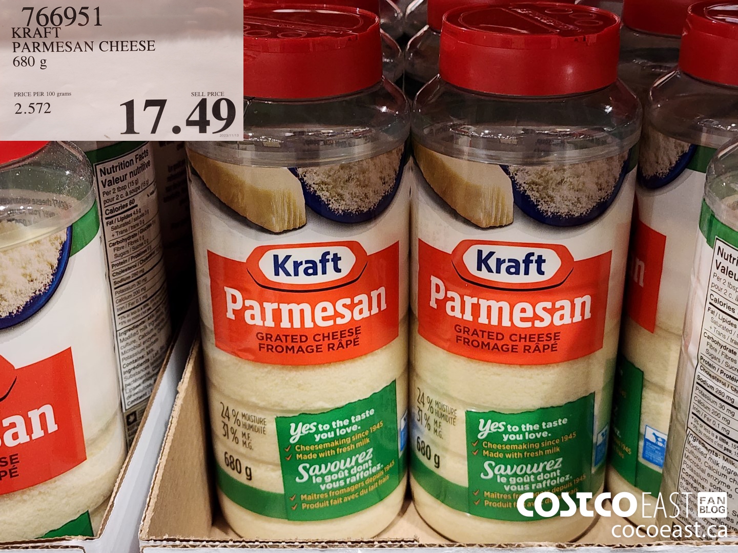 766951 KRAFT PARMESAN CHEESE 680 G $17.49