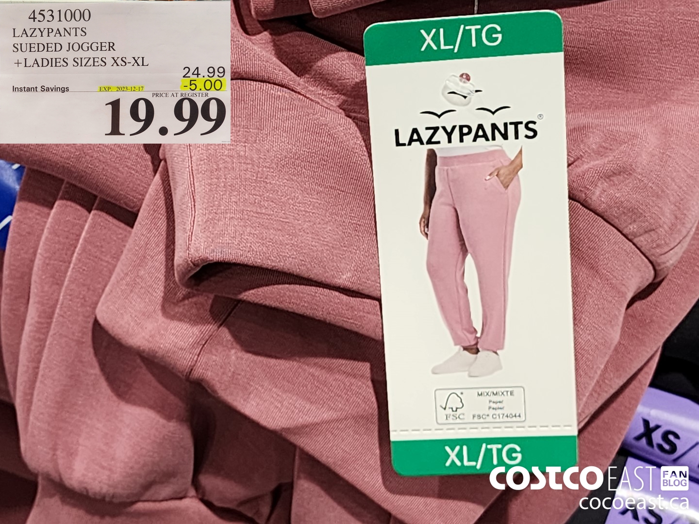 4531000 LAZYPANTS SUEDED JOGGER +LADIES SIZES XS-XL ($5.00 INSTANT SAVINGS EXPIRES ON 2023-12-17) $19.99
