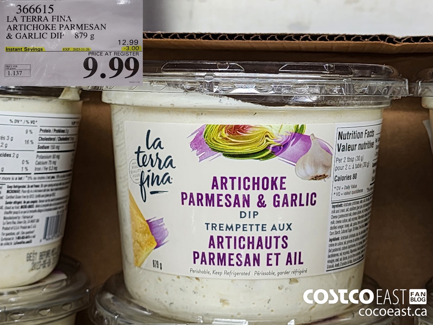 366615 LA TERRA FINA ARTICHOKE PARMESAN & GARLIC DIP 879G ($3.00 INSTANT SAVINGS EXPIRES ON 2023-11-26) $9.99
