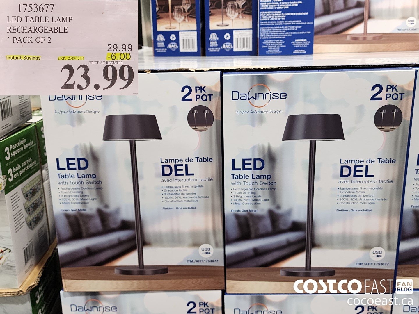 1753677 LED TABLE LAMP RECHARGEABLE PACK OF 2 ($6.00 INSTANT SAVINGS EXPIRES ON 2023-12-03) $23.99