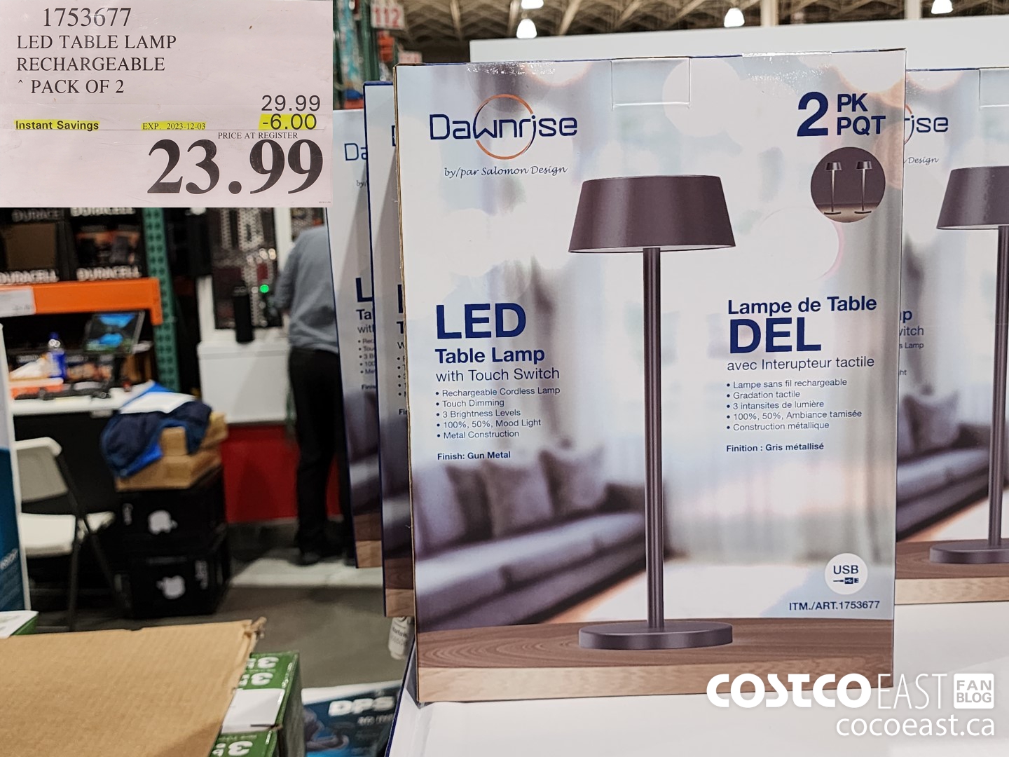 1753677 LED TABLE LAMP RECHARGEABLE PACK OF 2 ($6.00 INSTANT SAVINGS EXPIRES ON 2023-12-03) $23.99