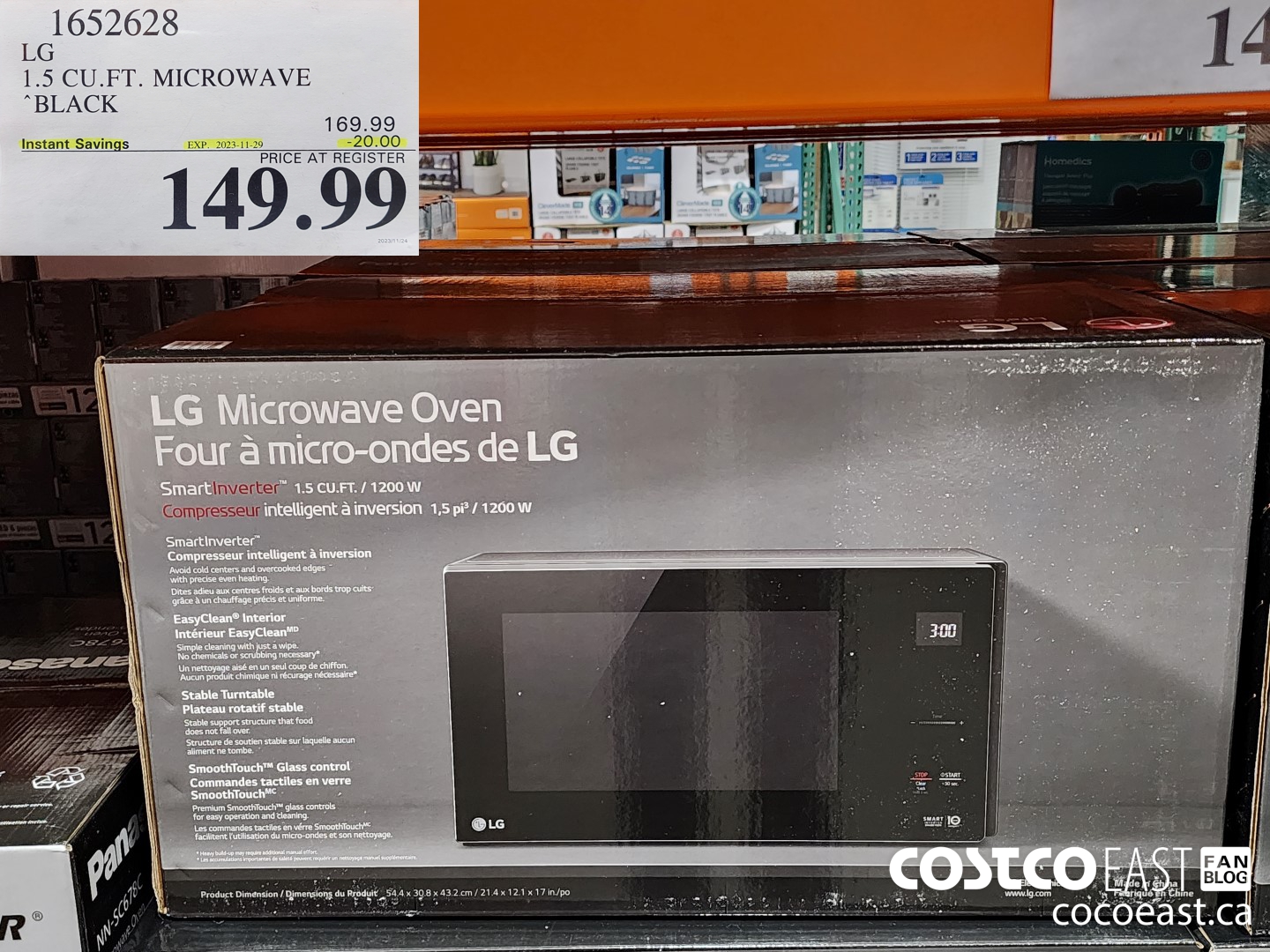 1652628 LG 1.5 CU.FT. MICROWAVE BLACK ($20.00 INSTANT SAVINGS EXPIRES ON 2023-11-29) $149.99