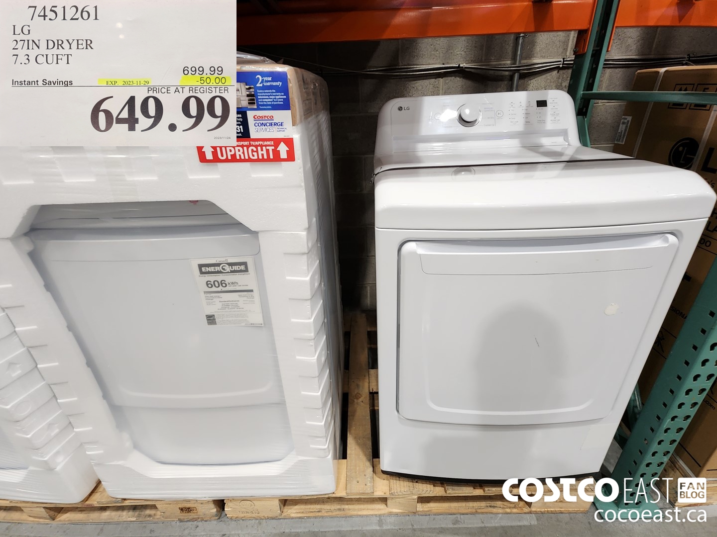 7451261 LG 27 IN DRYER 7.3 CU.FT ($50.00 INSTANT SAVINGS EXPIRES ON 2023-11-29) $649.99