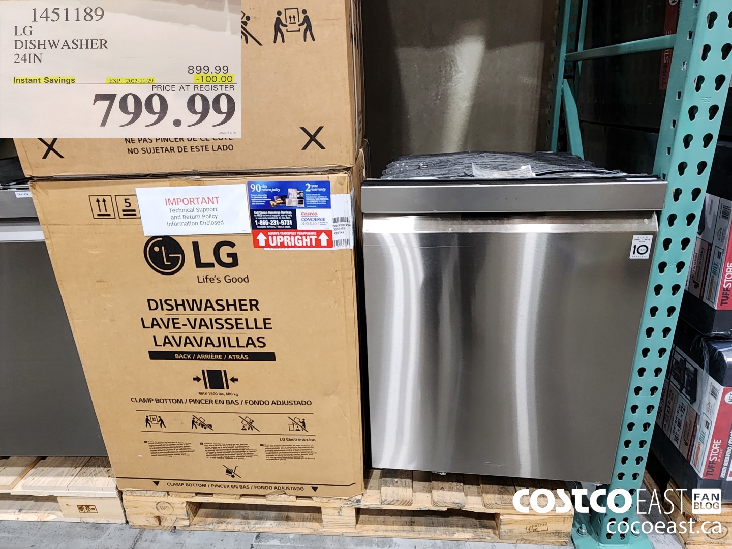 1451189 LG DISHWASHER 24IN ($100.00 INSTANT SAVINGS EXPIRES ON 2023-11-29) $799.99