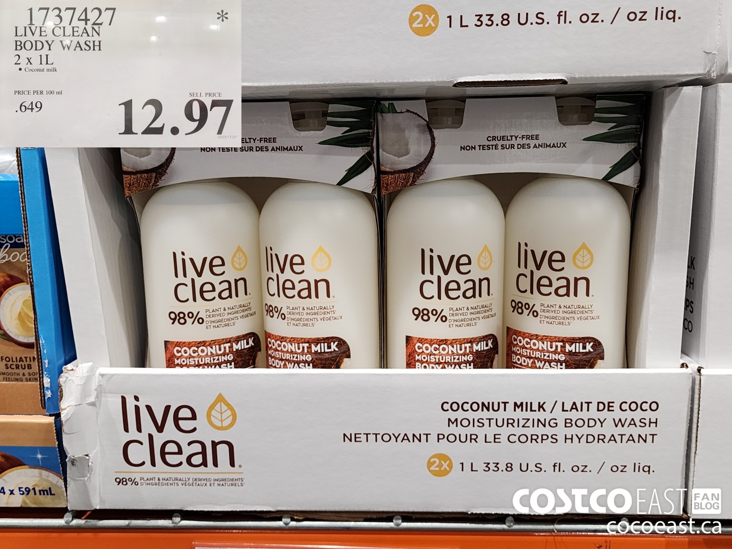 1737427 LIVE CLEAN BODY WASH 2 x 1L $12.97