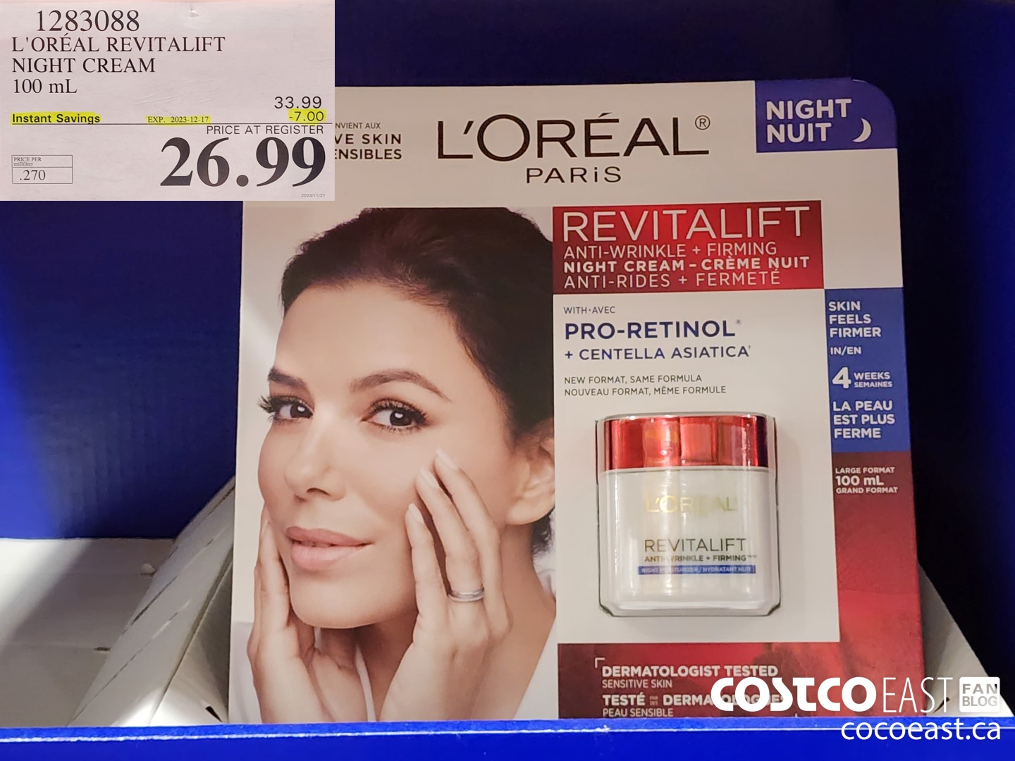 1283088 L'OREAL REVITALIFT NIGHT CREAM 100 mL ($7.00 INSTANT SAVINGS EXPIRES ON 2023-12-17) $26.99