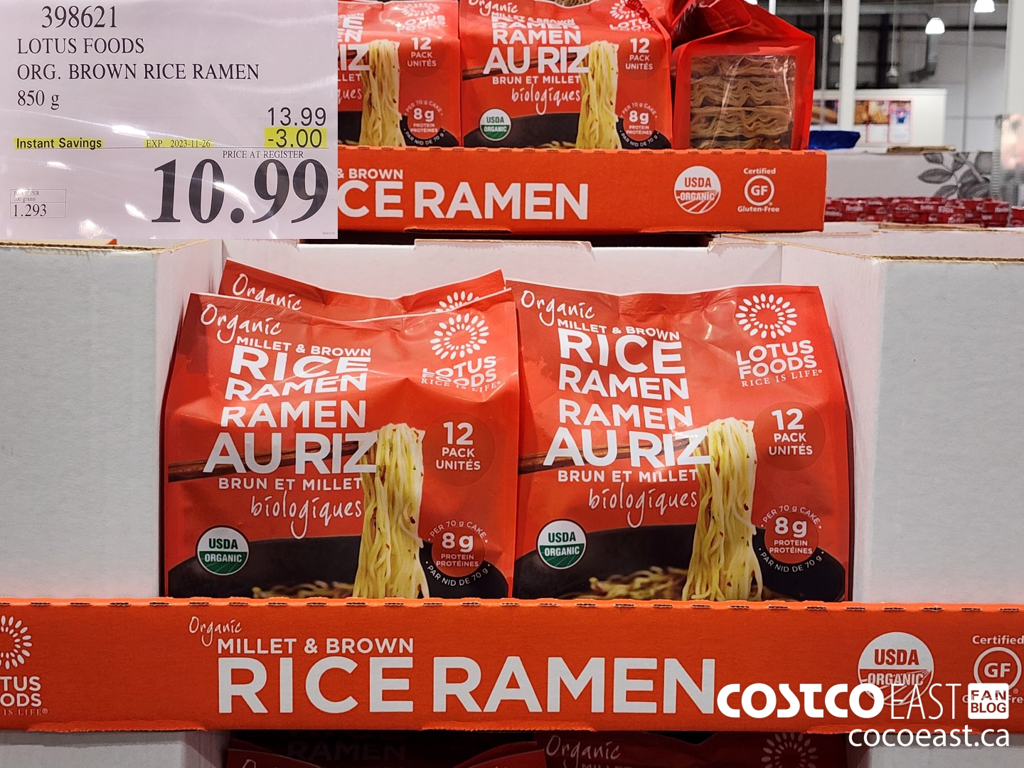 398621 LOTUS FOODS ORG. BROWN RICE RAMEN 850 g ($3.00 INSTANT SAVINGS EXPIRES ON 2023-11-26) $10.99