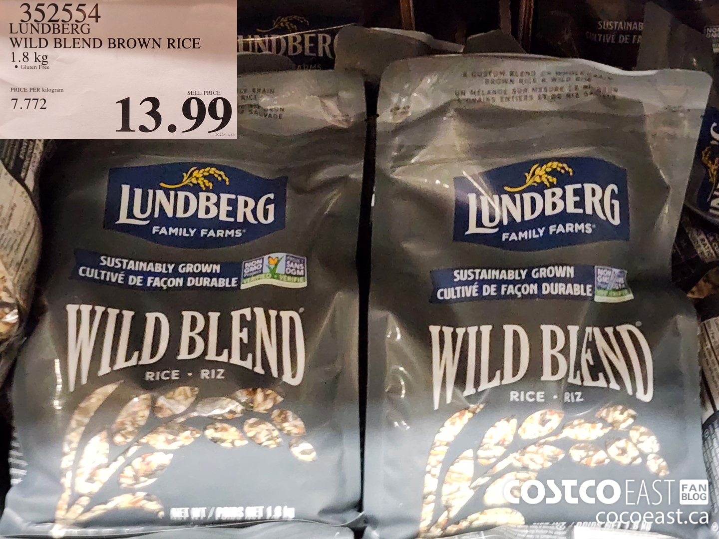 352554 LUNDBERG WILD BLEND BROWN RICE 1.8 KG $13.99