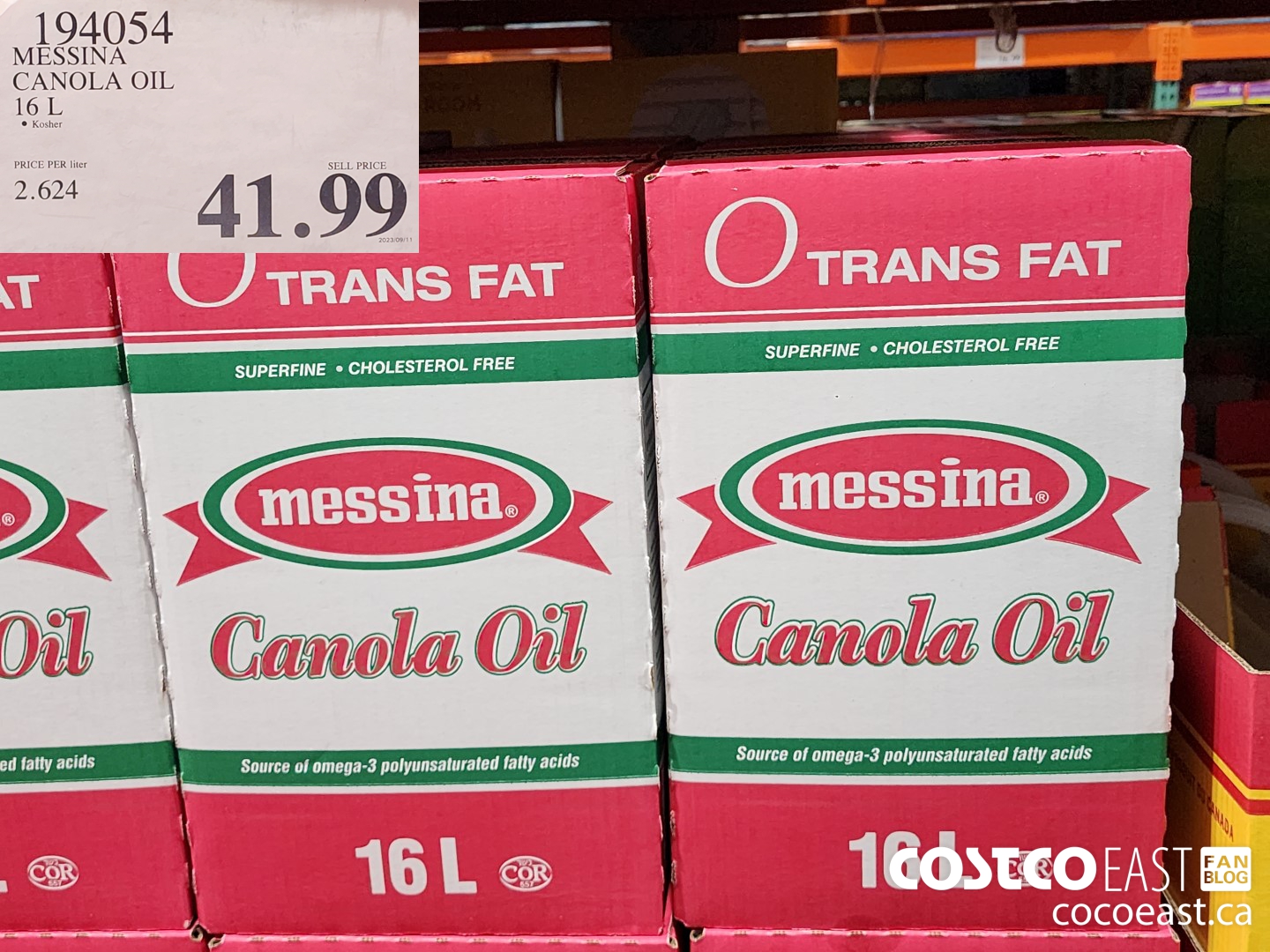194054 MESSINA CANOLA OIL 16 L $41.99