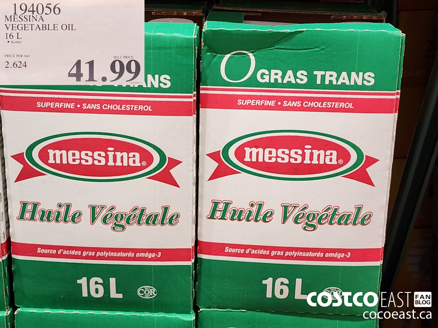 194056 MESSINA VEGETABLE OIL 16 L $41.99