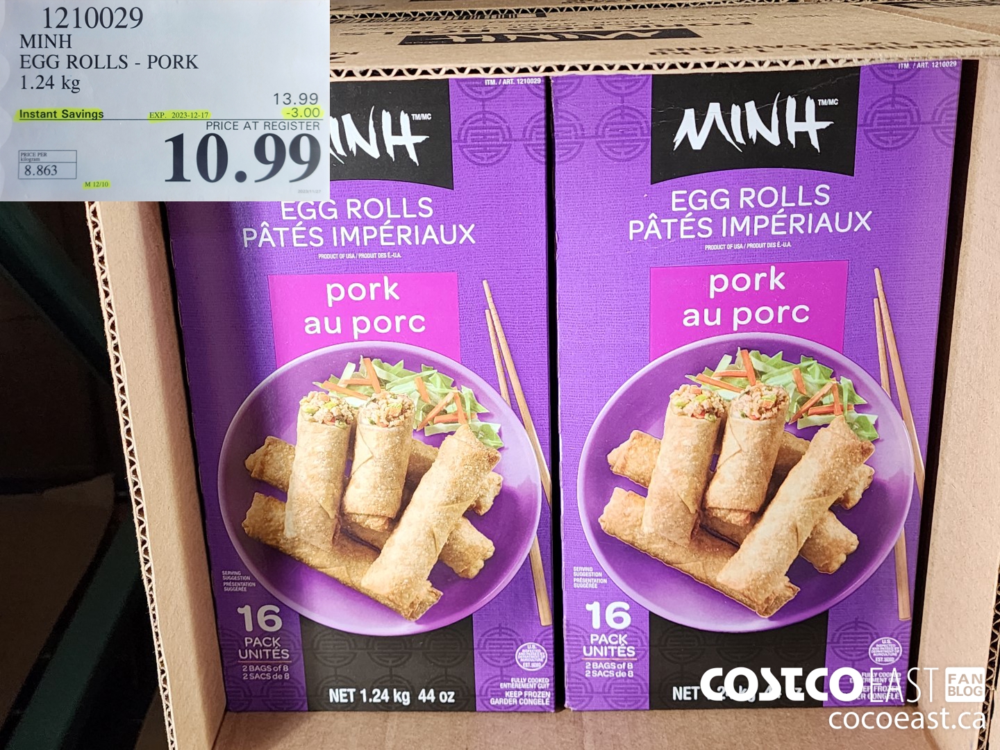 1210029 MINH PORK EGG ROLLS 1.24 KG ($3.00 INSTANT SAVINGS EXPIRES ON 2023-12-17) $10.99