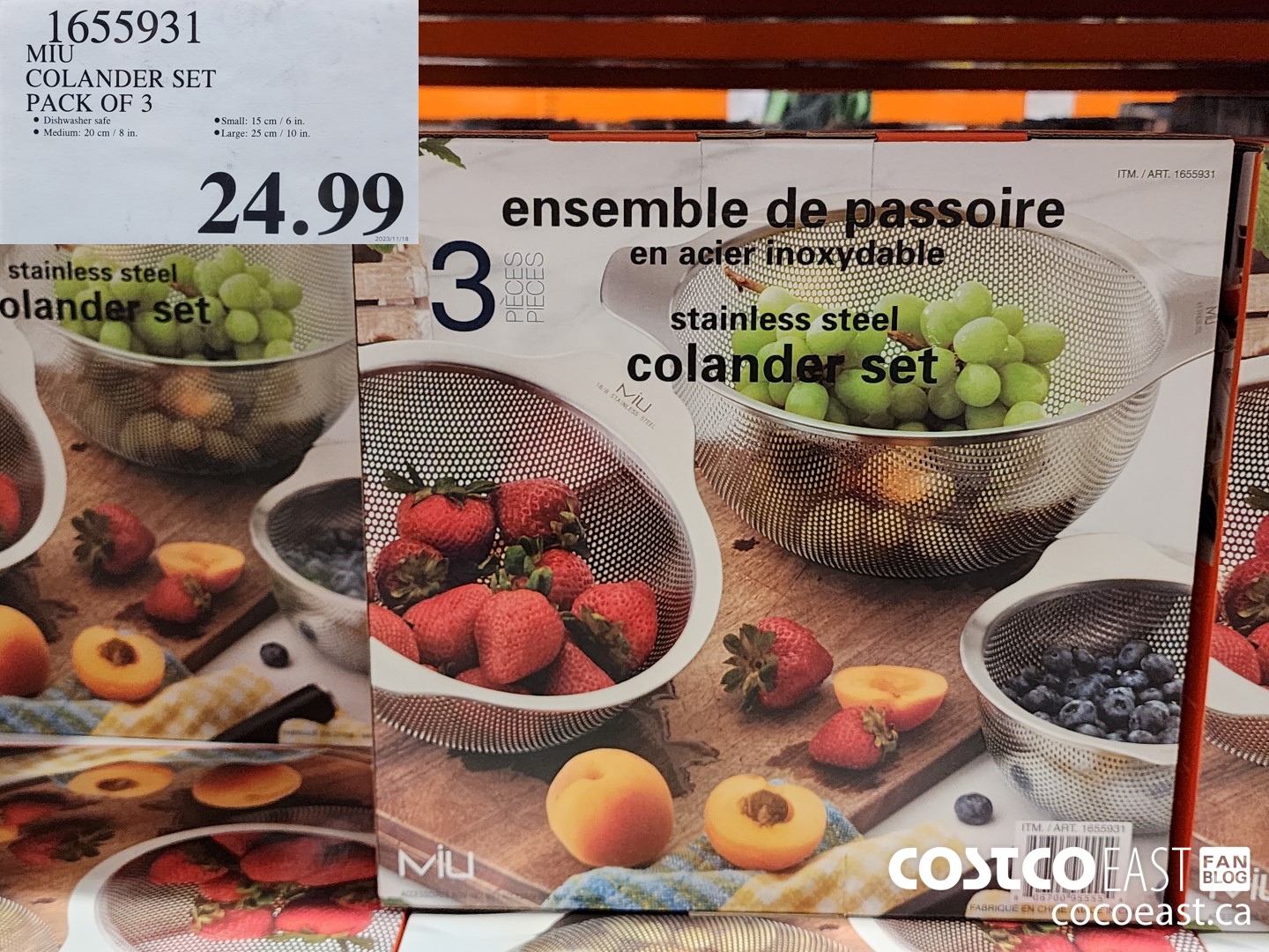 1655931 MIU COLANDER SET PACK OF 3 $24.99
